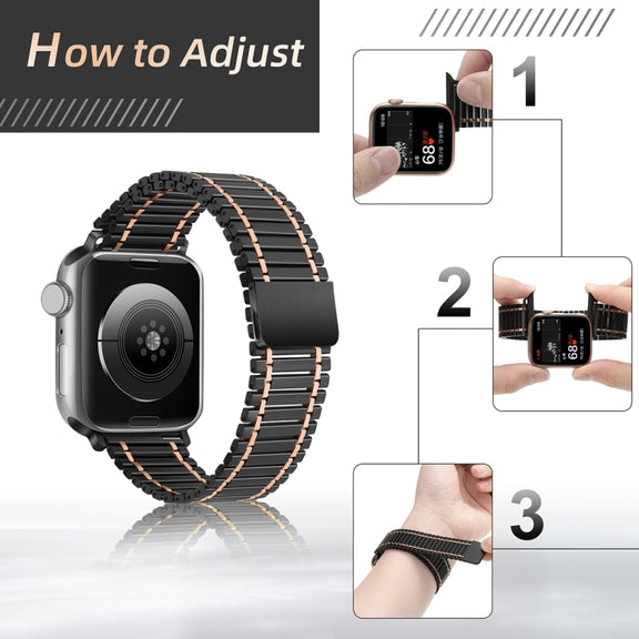 Chain Magnetic Stainless Steel Watch Band For Apple Watch Series 8&7 41mm / SE 2&6&SE&5&4 40mm / 3&2&1 38mm(Rose Gold)