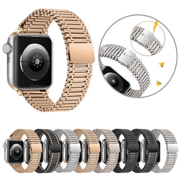 Chain Magnetic Stainless Steel Watch Band For Apple Watch Ultra 49mm / Series 8&7 45mm / SE 2&6&SE&5&4 44mm / 3&2&1 42mm(Silver+Rose Gold)