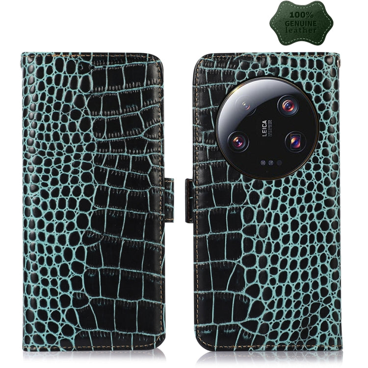 For Xiaomi 13 Ultra Crocodile Top Layer Cowhide Leather Phone Case(Green) - 13 Ultra Cases by PMC TechLife | Online Shopping South Africa | PMC TechLife