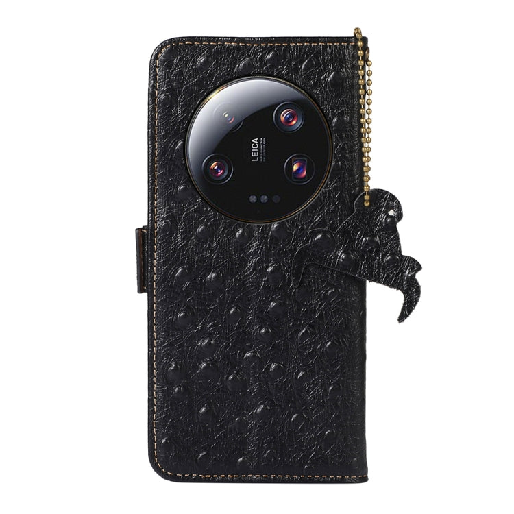 For Xiaomi 13 Ultra Ostrich Pattern Genuine Leather RFID Phone Case(Black) - 13 Ultra Cases by PMC TechLife | Online Shopping South Africa | PMC TechLife