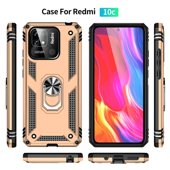 For Xiaomi Redmi 12C / 11A Shockproof TPU + PC Phone Case with Holder(Gold)