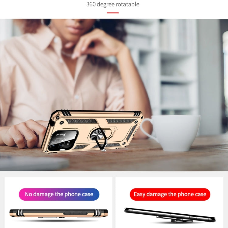 For Xiaomi Redmi 12C / 11A Shockproof TPU + PC Phone Case with Holder(Gold) - free shipping - PMC TechLife - Order now!