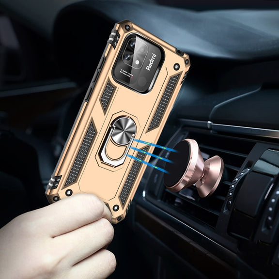 For Xiaomi Redmi 12C / 11A Shockproof TPU + PC Phone Case with Holder(Gold)