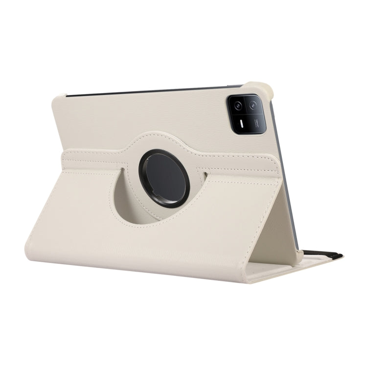 For Xiaomi Pad 6 / Pad 6 Pro 360 Degree Rotation Litchi Texture Leather Tablet Case(White)