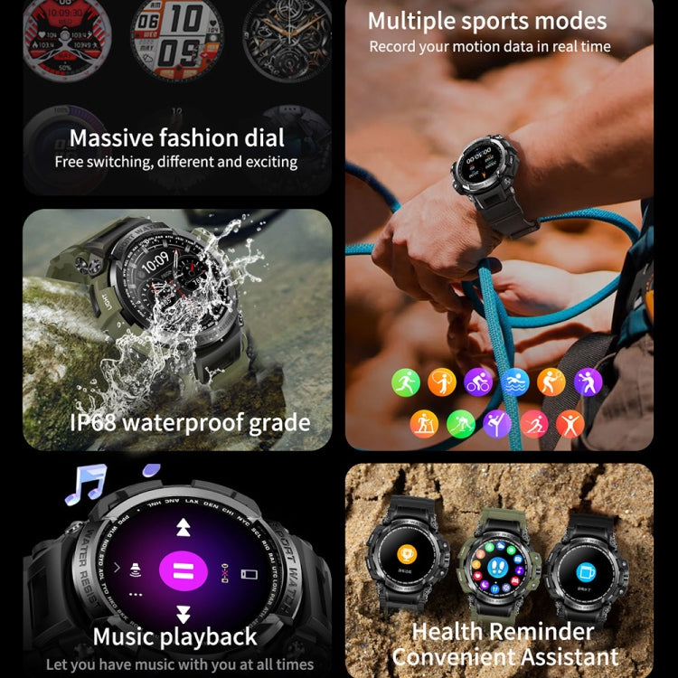 LC16 1.32 inch IP68 Water-resistant Sports Outdoor Sport Smart Watch, Support Bluetooth Calling / Heart Rate Monitoring(Black)