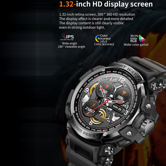 LC16 1.32 inch IP68 Water-resistant Sports Outdoor Sport Smart Watch, Support Bluetooth Calling / Heart Rate Monitoring(Black)