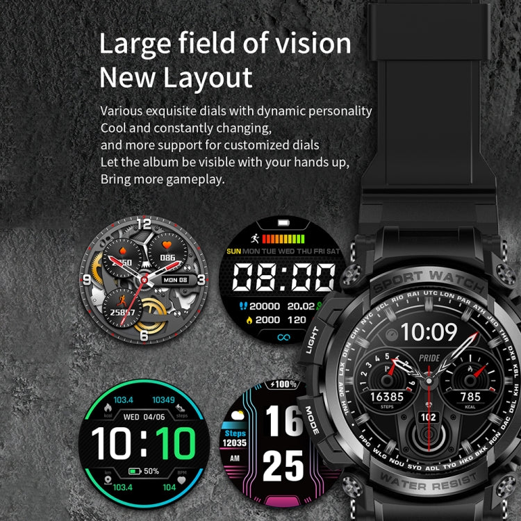 LC16 1.32 inch IP68 Water-resistant Sports Outdoor Sport Smart Watch, Support Bluetooth Calling / Heart Rate Monitoring(Black)