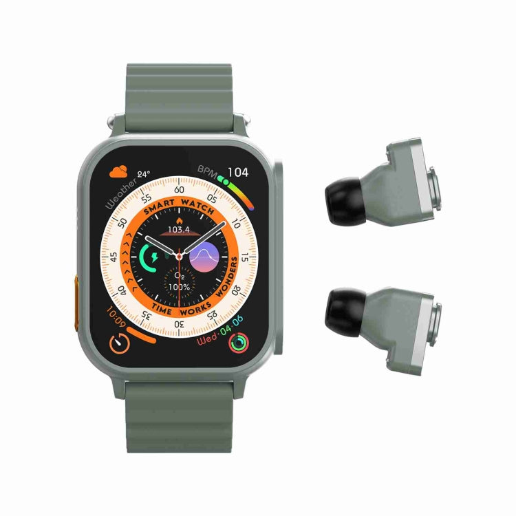 N22 2 in 1 1.96 inch HD Display Sport Bluetooth Call Earphone Smart Watch(Green) - Smart Wear by PMC TechLife | Online Shopping South Africa | PMC TechLife