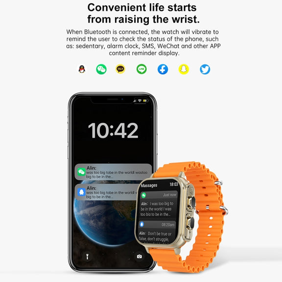 N22 2 in 1 1.96 inch HD Display Sport Bluetooth Call Earphone Smart Watch(Black)