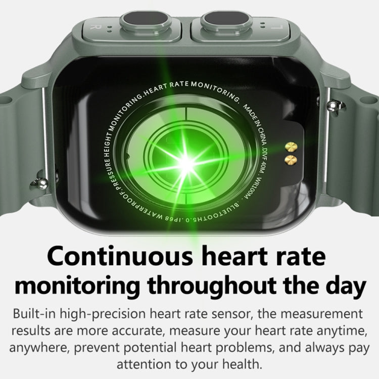 N22 2 in 1 1.96 inch HD Display Sport Bluetooth Call Earphone Smart Watch(Green)
