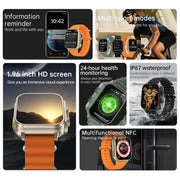 N22 2 in 1 1.96 inch HD Display Sport Bluetooth Call Earphone Smart Watch(Black)
