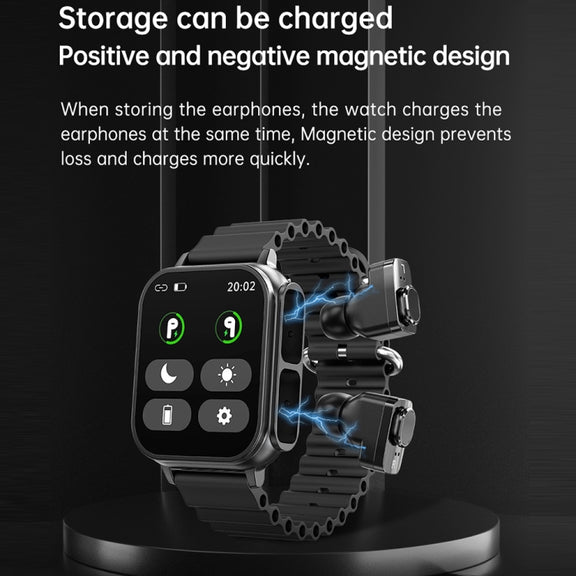 N22 2 in 1 1.96 inch HD Display Sport Bluetooth Call Earphone Smart Watch(Black)