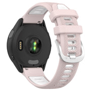 For Garmin Forerunner 265S 18mm Sports Two-Color Steel Buckle Silicone Watch Band(Pink+White)