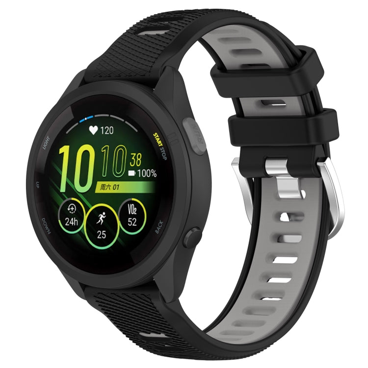 For Garmin Forerunner 265S 18mm Sports Two-Color Steel Buckle Silicone Watch Band(Black+Grey) - Smart Wear by PMC TechLife | Online Shopping South Africa | PMC TechLife