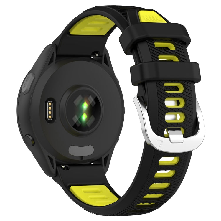 For Garmin Forerunner 265S 18mm Sports Two-Color Steel Buckle Silicone Watch Band(Black+Lime Green) - Smart Wear by PMC TechLife | Online Shopping South Africa | PMC TechLife