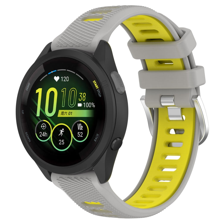 For Garmin Forerunner 265S 18mm Sports Two-Color Steel Buckle Silicone Watch Band(Grey+Yellow) - Smart Wear by PMC TechLife | Online Shopping South Africa | PMC TechLife