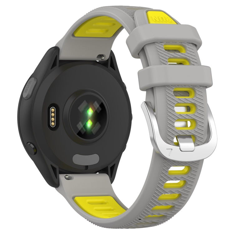 For Garmin Forerunner 265S 18mm Sports Two-Color Steel Buckle Silicone Watch Band(Grey+Yellow) - Smart Wear by PMC TechLife | Online Shopping South Africa | PMC TechLife