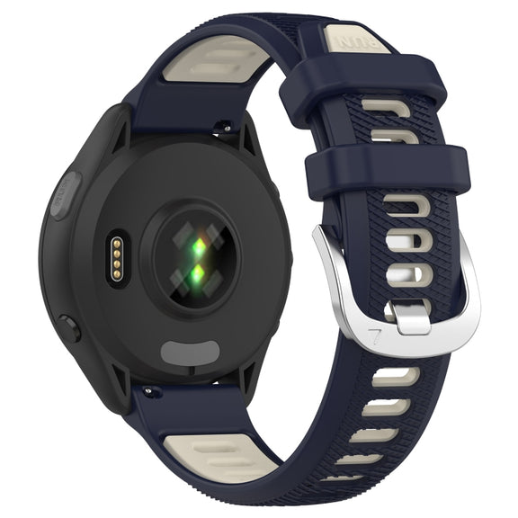 For Garmin Forerunner 265S 18mm Sports Two-Color Steel Buckle Silicone Watch Band(Midnight Blue+Starlight)