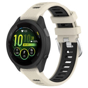 For Garmin Forerunner 265S 18mm Sports Two-Color Steel Buckle Silicone Watch Band(Starlight+Black)