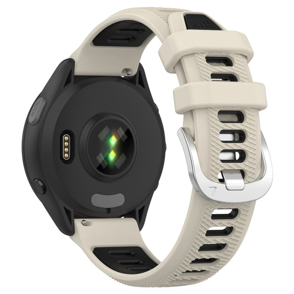 For Garmin Forerunner 265S 18mm Sports Two-Color Steel Buckle Silicone Watch Band(Starlight+Black)
