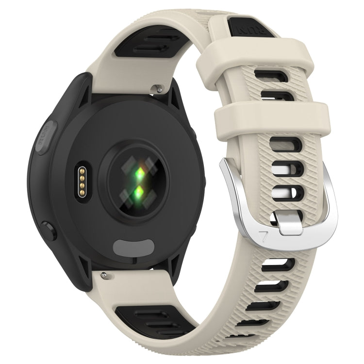 For Garmin Forerunner 265S 18mm Sports Two-Color Steel Buckle Silicone Watch Band(Starlight+Black)