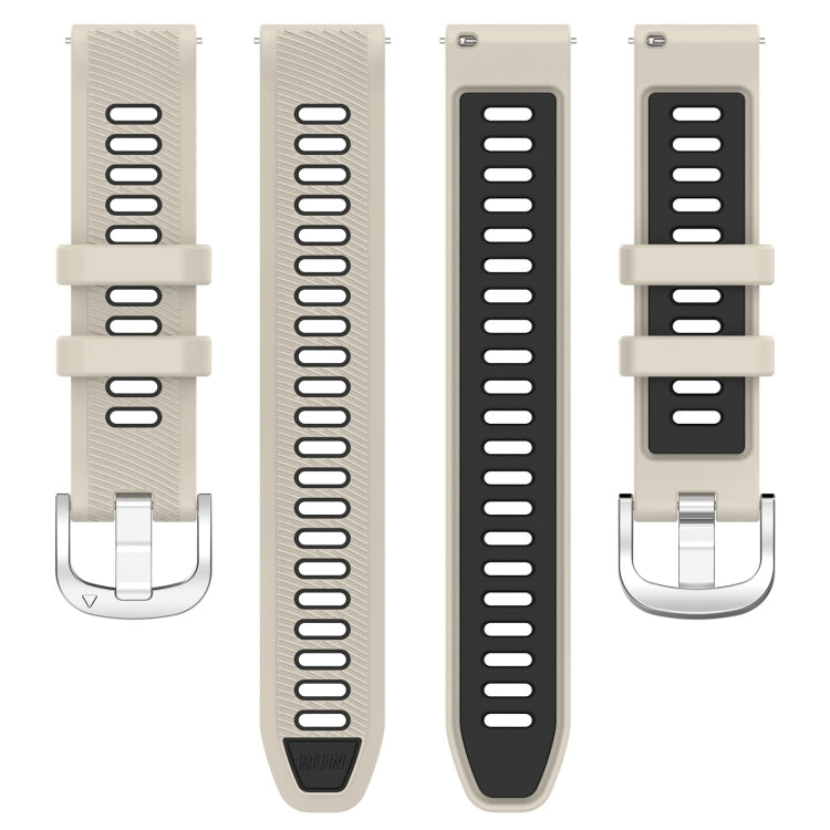 For Garmin Forerunner 265S 18mm Sports Two-Color Steel Buckle Silicone Watch Band(Starlight+Black)