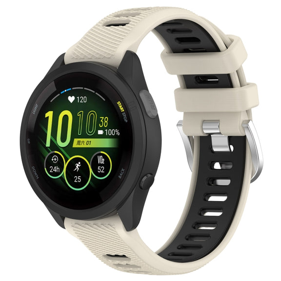 For Garmin Forerunner 265S 18mm Sports Two-Color Steel Buckle Silicone Watch Band(Starlight+Black)