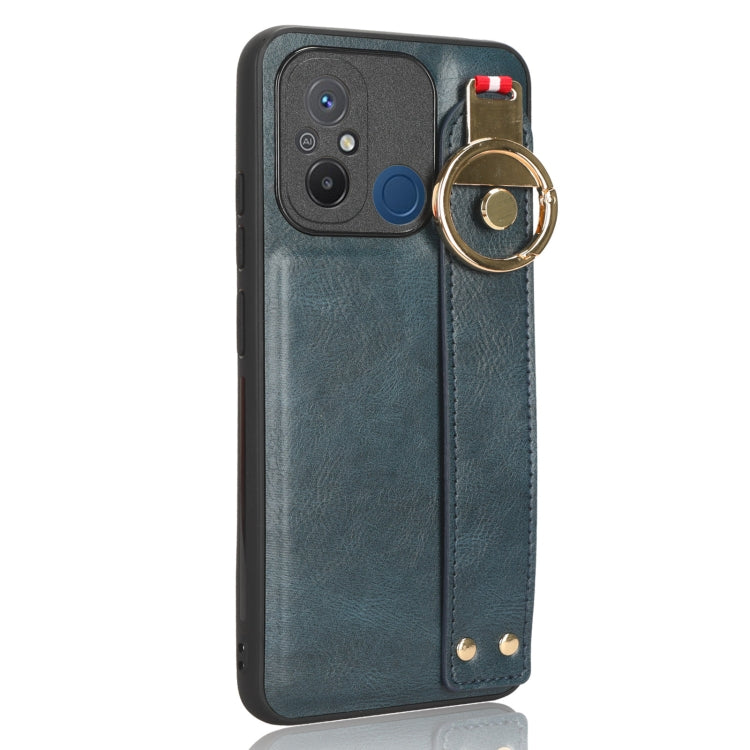 For Xiaomi Redmi 12C / Poco C55 Wristband Leather Back Phone Case(Blue) - free shipping - PMC TechLife - Order now!