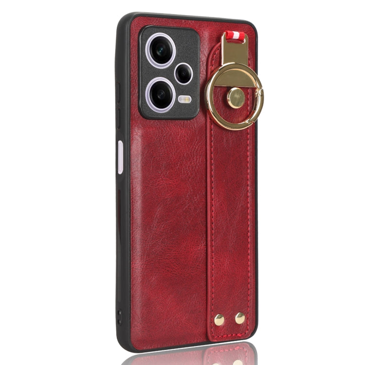 For Redmi Note 12 Pro 5G Global Wristband Leather Back Phone Case(Red) - free shipping - PMC TechLife - Order now!