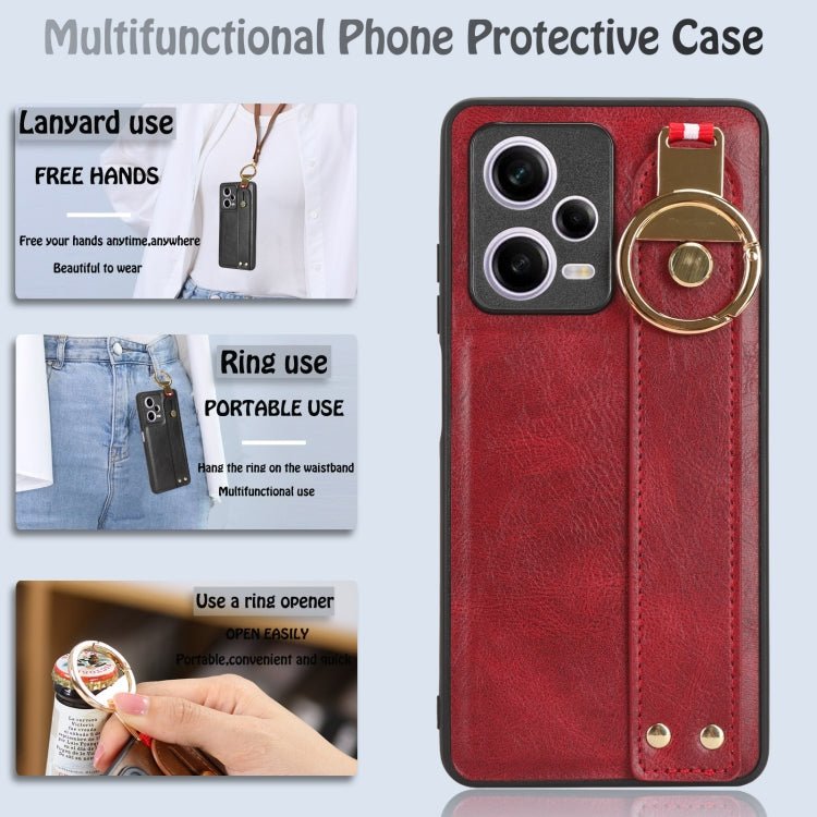 For Redmi Note 12 Pro 5G Global Wristband Leather Back Phone Case(Red) - free shipping - PMC TechLife - Order now!