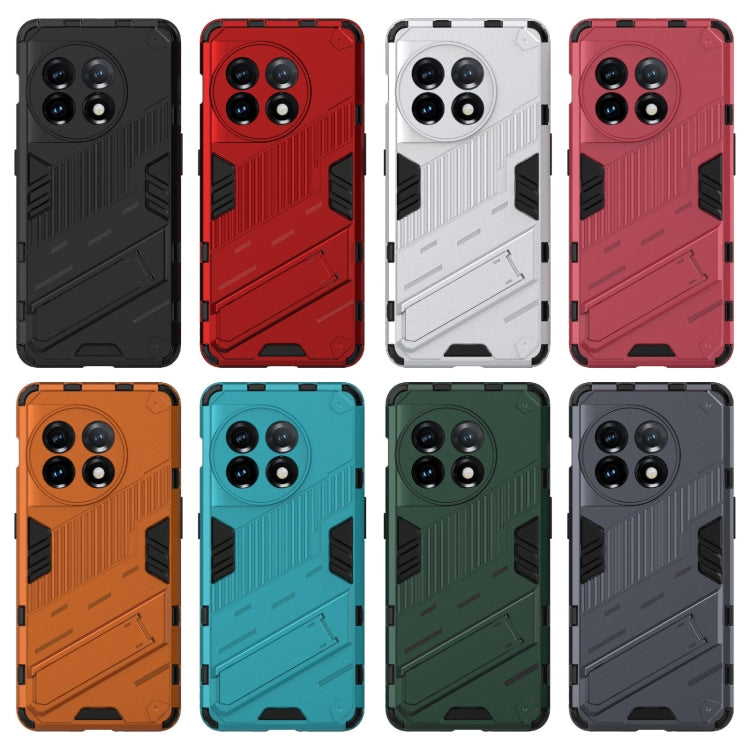 For OnePlus 11 5G Punk Armor 2 in 1 PC + TPU Shockproof Phone Case with Invisible Holder(Green)