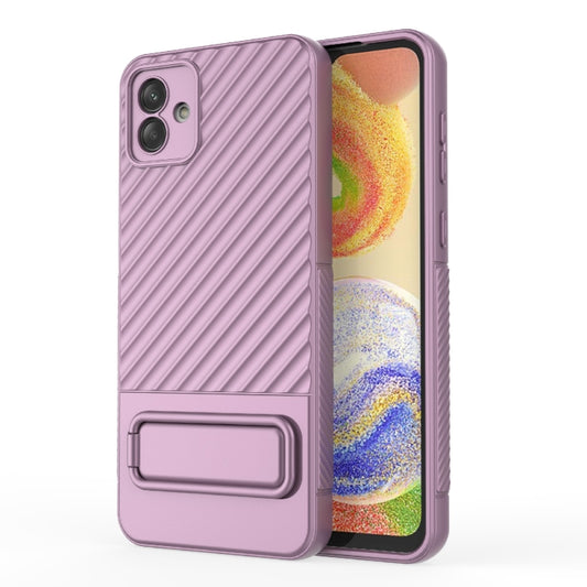 For Samsung Galaxy A04 4G Wavy Texture TPU Phone Case with Lens Film(Purple) - free shipping - PMC Jewellery - Order now!