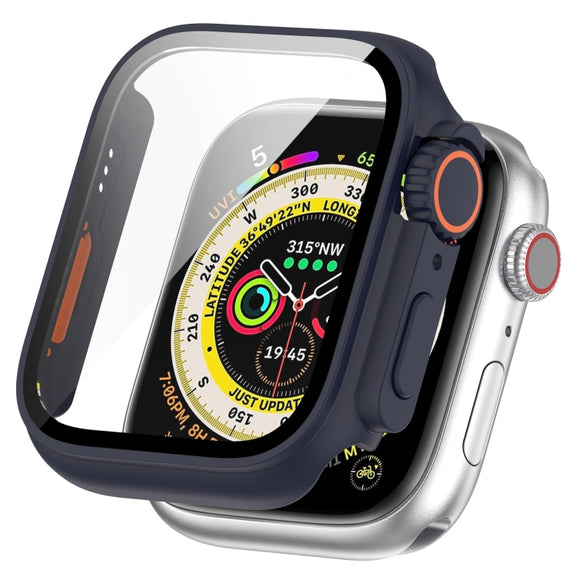 For Apple Watch Series SE 2 / 6 / SE / 5 / 4 40mm Tempered Film + PC Integrated Watch Protective Case(Midnight Blue)