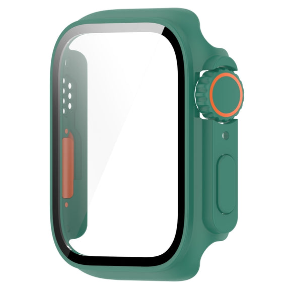 For Apple Watch Series 8 & 7 41mm Tempered Film + PC Integrated Watch Protective Case(Green)
