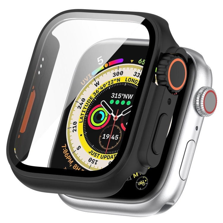 For Apple Watch Series 8 & 7 41mm Tempered Film + PC Integrated Watch Protective Case(Black) - Watch Cases by PMC TechLife | Online Shopping South Africa | PMC TechLife