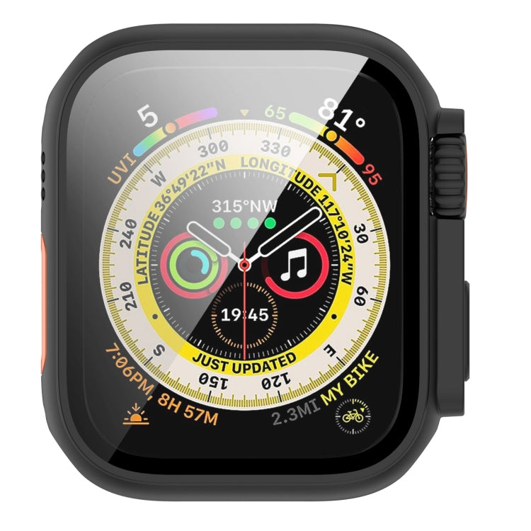 For Apple Watch Series 8 & 7 41mm Tempered Film + PC Integrated Watch Protective Case(Black) - Watch Cases by PMC TechLife | Online Shopping South Africa | PMC TechLife