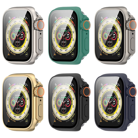 For Apple Watch Series 8 & 7 41mm Tempered Film + PC Integrated Watch Protective Case(Green)