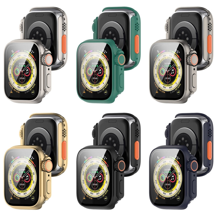 For Apple Watch Series 8 & 7 41mm Tempered Film + PC Integrated Watch Protective Case(Titanium Steel) -  by PMC TechLife | Online Shopping South Africa | PMC TechLife