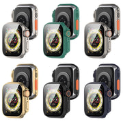 For Apple Watch Series 8 & 7 41mm Tempered Film + PC Integrated Watch Protective Case(Green)