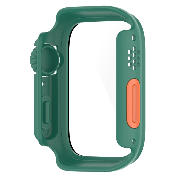 For Apple Watch Series SE 2 / 6 / SE / 5 / 4 44mm Tempered Film + PC Integrated Watch Protective Case(Green) - Watch Cases by PMC TechLife | Online Shopping South Africa | PMC TechLife