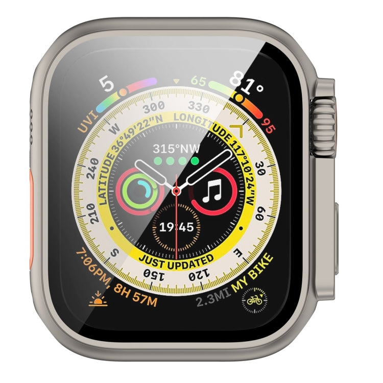 For Apple Watch Series 8 & 7 45mm Tempered Film + PC Integrated Watch Protective Case(Titanium Steel) -  by PMC TechLife | Online Shopping South Africa | PMC TechLife