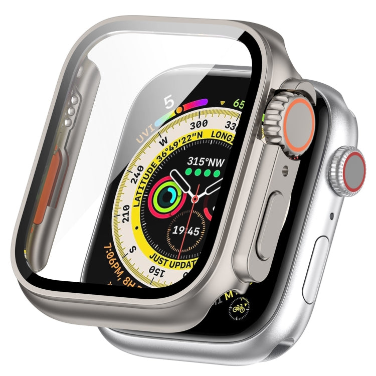 For Apple Watch Series 8 & 7 45mm Tempered Film + PC Integrated Watch Protective Case(Starlight Color) - Watch Cases by PMC TechLife | Online Shopping South Africa | PMC TechLife