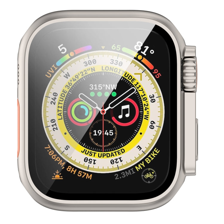 For Apple Watch Series 8 & 7 45mm Tempered Film + PC Integrated Watch Protective Case(Starlight Color) - Watch Cases by PMC TechLife | Online Shopping South Africa | PMC TechLife