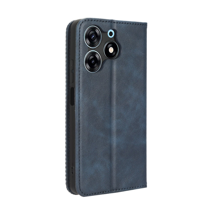 For Tecno Spark 10 Pro / K17 Magnetic Buckle Retro Texture Leather Phone Case(Blue) - free shipping - PMC Jewellery - Order now!