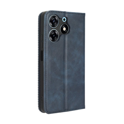 For Tecno Spark 10 Pro / K17 Magnetic Buckle Retro Texture Leather Phone Case(Blue) - free shipping - PMC Jewellery - Order now!