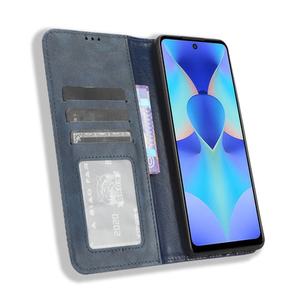 For Tecno Spark 10 Pro / K17 Magnetic Buckle Retro Texture Leather Phone Case(Blue) - free shipping - PMC Jewellery - Order now!