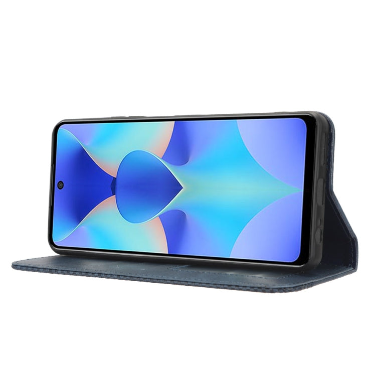 For Tecno Spark 10 Pro / K17 Magnetic Buckle Retro Texture Leather Phone Case(Blue) - free shipping - PMC Jewellery - Order now!