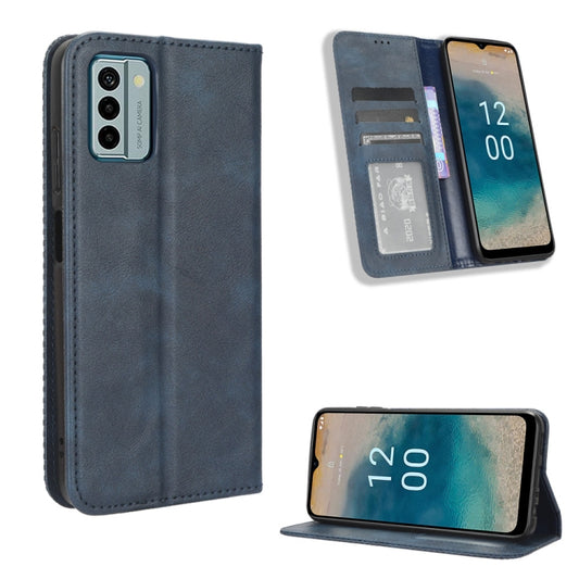 For Nokia G22 4G Magnetic Buckle Retro Texture Leather Phone Case(Blue) - free shipping - PMC Jewellery - Order now!