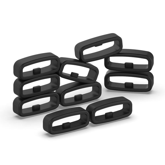 22mm 10pcs Universal Watch Band Fixed Silicone Ring Safety Buckle(Black)