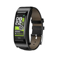 B7 Bluetooth Earphone Smart Bracelet, Support Sleep Monitoring / Blood Oxygen Monitoring / Heart Rate Monitoring(Black + Black Leather Belt) - Smart Wristbands by PMC TechLife | Online Shopping South Africa | PMC TechLife